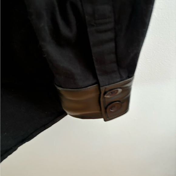 Shrine of Hollywood Goth black womens  blouse top front button w vinyl sz Large - Picture 5 of 6